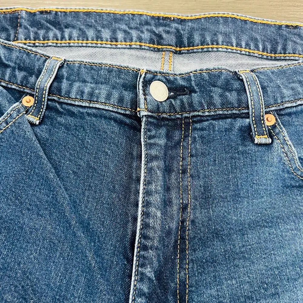 Levi's 511 Jeans Men's Size 38x30 Blue Altered Cut Raw Hem Measures 38x26